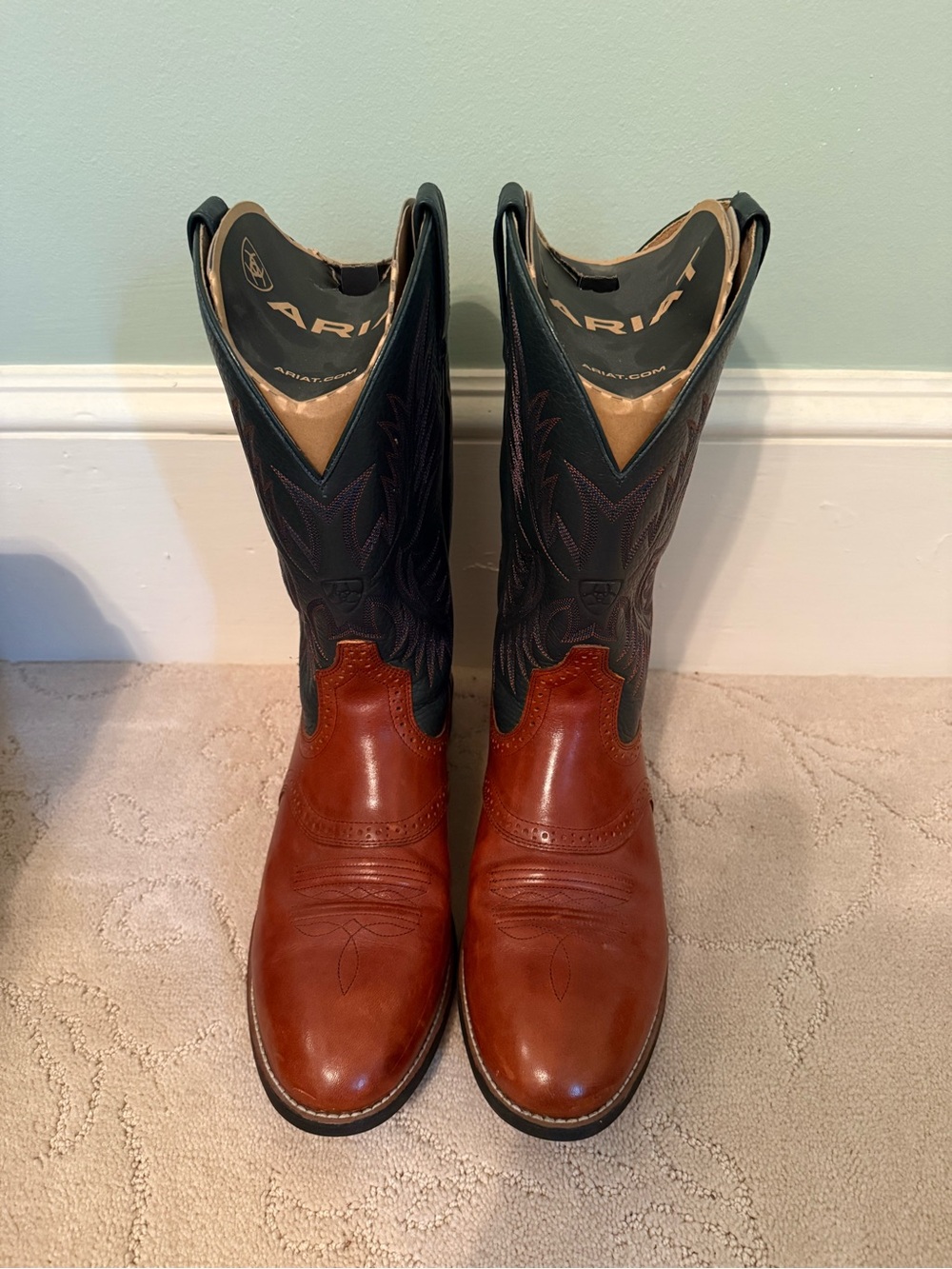 Ariat Men’s Leather Cowboy Western Boots Brown Black Size 11.5 D